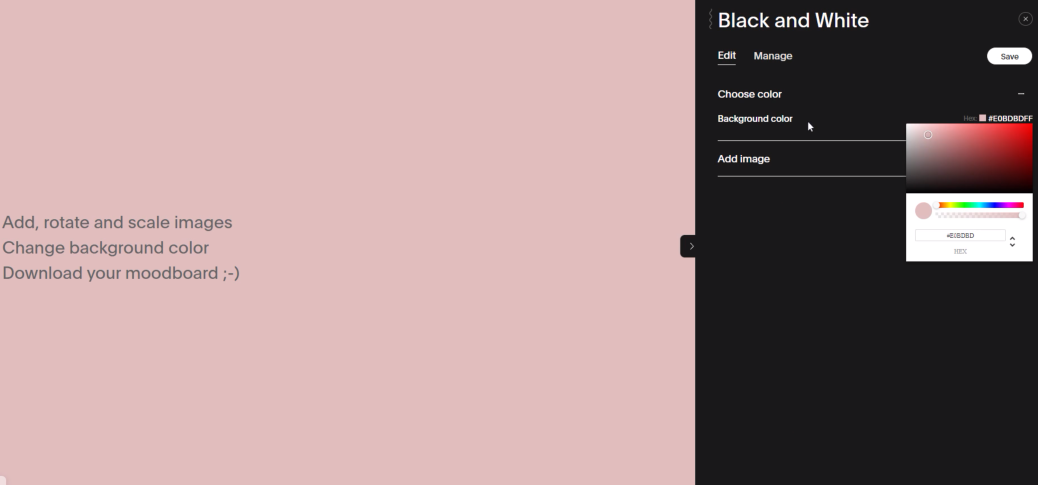 immagine moodboards scelta colore